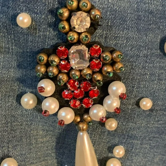 Cristina brand jeans pearl and rhinestone embellishments Embellished Blue Jeans - Picture 9 of 14